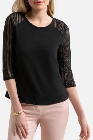 ANNE WEYBURN Tee Shirt Sans Col Avec Manches Dentelle