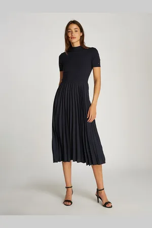 Tommy Hilfiger Robe Plissée Col Montant