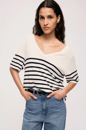 VILA Pull À Rayures Col V