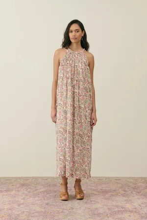 Louise Misha Robe Longue Imprimée Sans Manches Marjorie