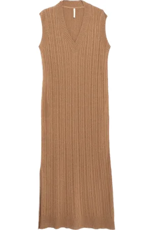 ICODE Robe Longue Tricot Torsadé Fil Textile