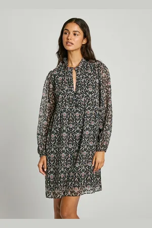 Pepe Jeans Robe Fluide Manches Longues En Voile Col Tunisie