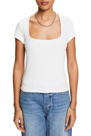 ESPRIT T-shirt À Manches Courtes Col Carré