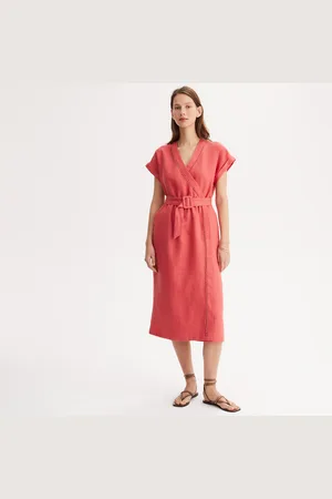 ANNE WEYBURN Robe Droite En Lin Longueur Midi 3/4