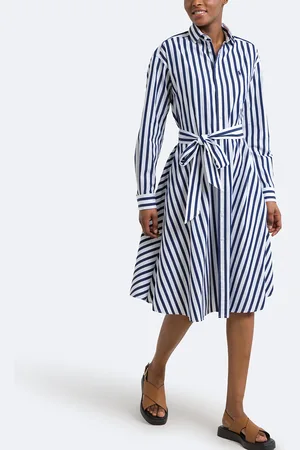 Ralph Lauren Robe-chemise Rayée Mi-longue Manches Longues