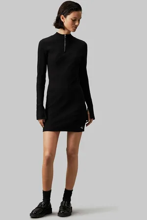 Calvin Klein Robe Courte Manches Longues Logo Ck