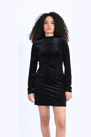 LILI SIDONIO Robe Moulante À Strass Col Montant