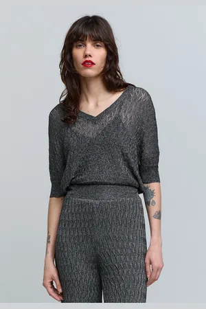 IKKS Pull Maille Fine Graphique Ajourée