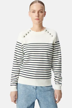IKKS Pull Marinière Tricot Rayé Boutons Gravés