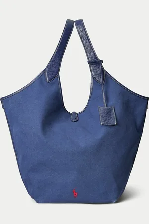 Ralph Lauren Grand Sac Cabas En Toile Porté Épaule