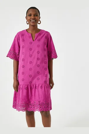 ANNE WEYBURN Robe Évasée Brodée Mi-longue Manches Courtes