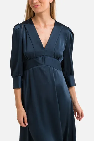See u soon Robe Longue Satinée Manches 3/4