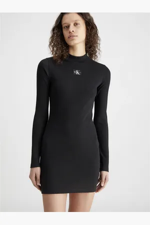 Calvin Klein Robe Courte Moulante À Col Montant