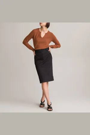 ANNE WEYBURN Jupe Droite Satin De Coton Stretch