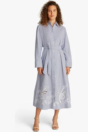 Tommy Hilfiger Robe Longue Ceinturée Et Brodée