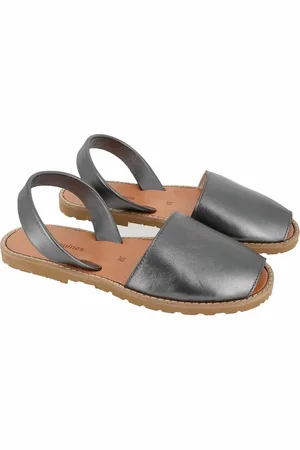 MINORQUINES Sandales Plates En Cuir Avarca Metal