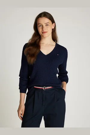 Tommy Hilfiger Pull Col V Maille Torsadée