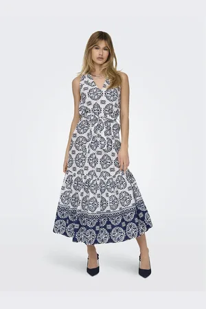 JDY Robe Encolure V Sans Manches Midi Imprimée