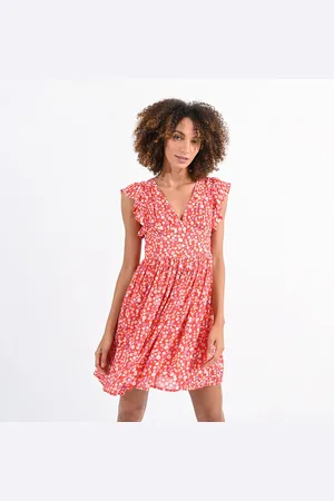 Molly Bracken Robe Courte Imprimée Col V