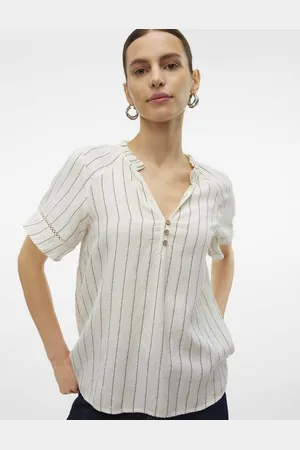 VERO MODA Blouse Rayée Manches Courtes