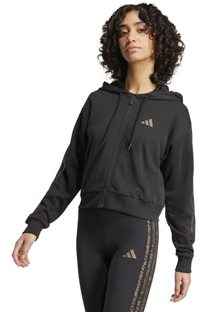 adidas Sweat Zippé À Capuche 3-stripes Print Animalier