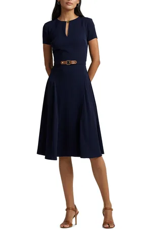 Ralph Lauren Robe Patineuse Mi-longue Manches Courtes