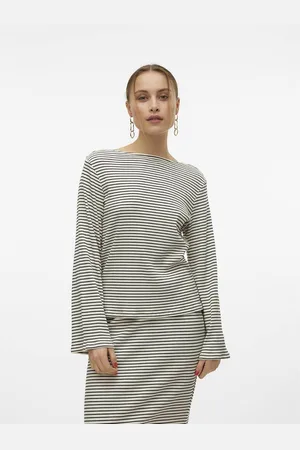 VERO MODA T-shirt Rayé Côtelé