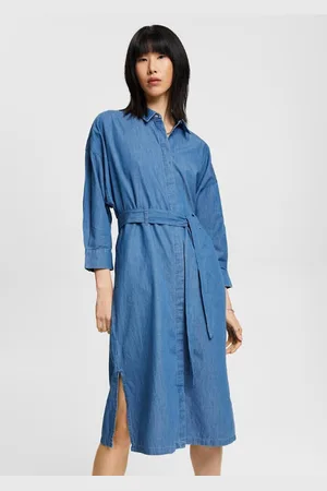 ESPRIT Robe Chemise Boutonnée Manches 3/4 En Jean