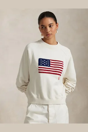 Ralph Lauren Sweat Col Rond Manches Longues Drapeau Usa Brodé