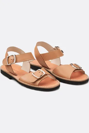 MINORQUINES Sandales Plates En Cuir Avarca Boucle