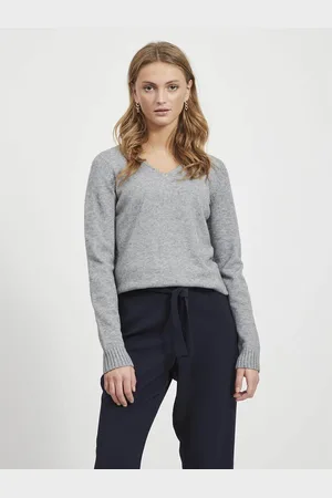 VILA Pull Col V En Fine Maille