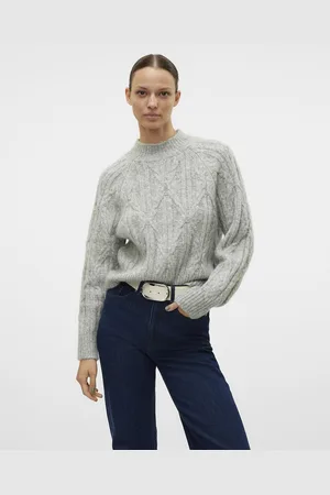 VERO MODA Pull Col Montant Maille Torsadée