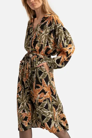 See u soon Robe Midi Imprimée Manches Longues