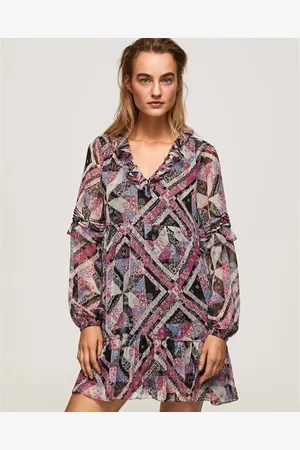 Pepe Jeans Robe Courte Imprimée Volantée