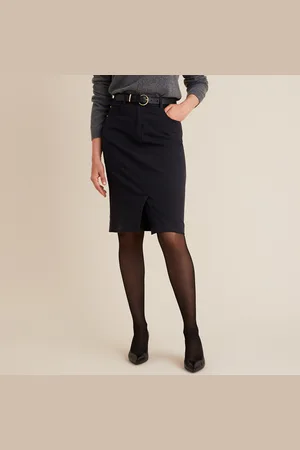 ANNE WEYBURN Jupe Droite Coton Stretch Mi-longue