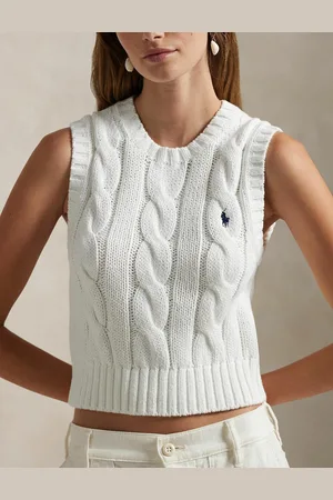 Ralph Lauren Pull Sans Manches En Maille Torsadée