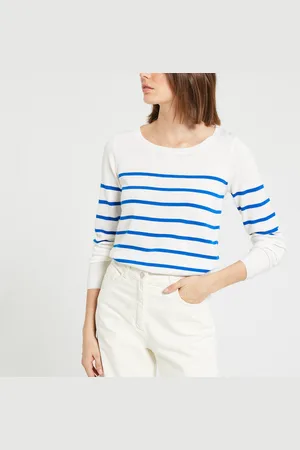 Freeman T Porter Pull Marinière Manches Longues Logo Au Dos