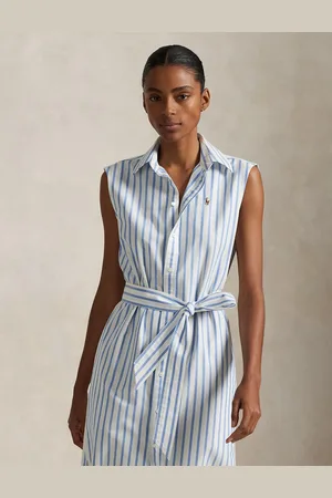 Ralph Lauren Robe-chemise Midi Rayée Sans Manches