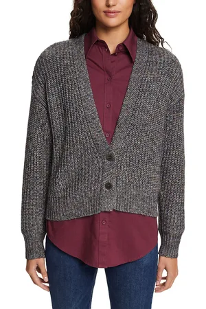 ESPRIT Gilet Boutonné Col V Maille Chinée