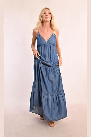 Molly Bracken Robe Longue À Bretelles Et À Volants