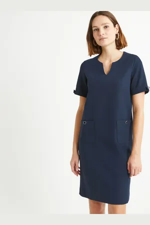 ANNE WEYBURN Robe Droite Mi-longue Manches Courtes