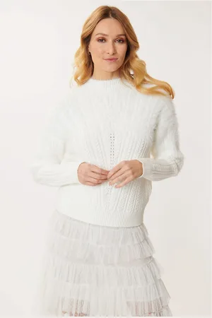Derhy Pull Joyce En Maille Torsadée Haut Poilu