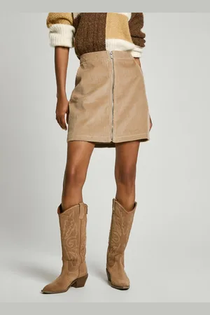 Pepe Jeans Jupe En Velours Fermeture Zippée Devant Cassie