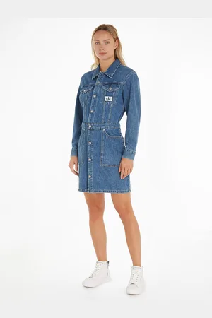 Calvin Klein Robe Courte En Jean Manches Longues