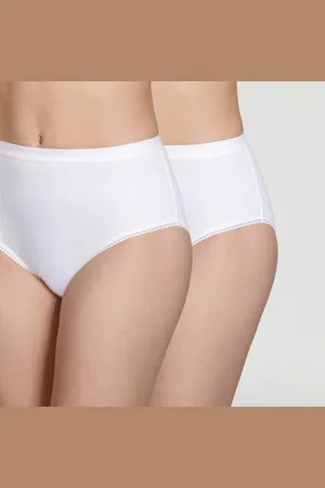 Dim Lot de 2 culottes taille haute blanches en coton