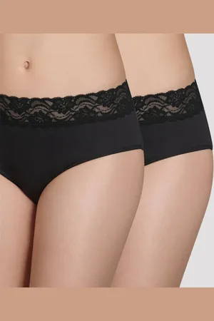 Dim Lot de 2 culottes noires taille haute Plus Féminine en coton