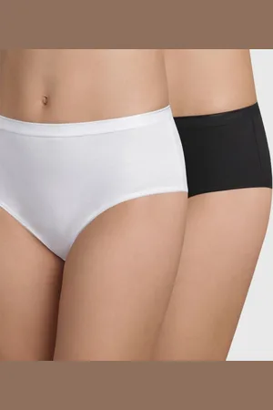 Dim Lot de 2 culottes taille haute noire et blanche coton bio