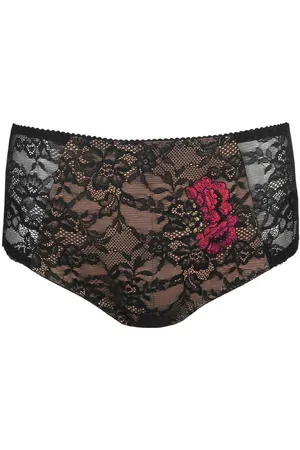 PrimaDonna Culotte Taille Haute dentelle et broderie- Noire