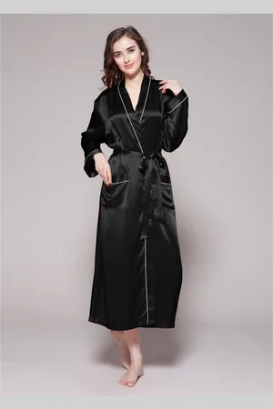 Lilysilk Robe De Chambre Longue En Soie Bordure Contraste