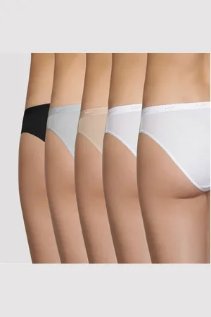 Dim Lot de 5 culottes noire, beige, blanche et grise en coton
